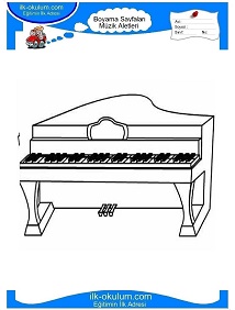 Çocuklar İçin Piano Boyama Sayfaları 